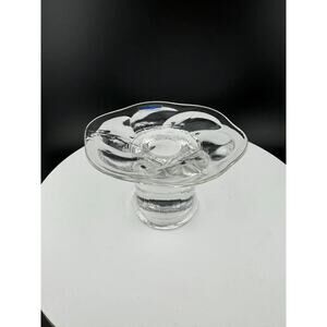 Vintage Nuutajarvi 1793 Wartsila Finland Water Lily Candlestick Holder